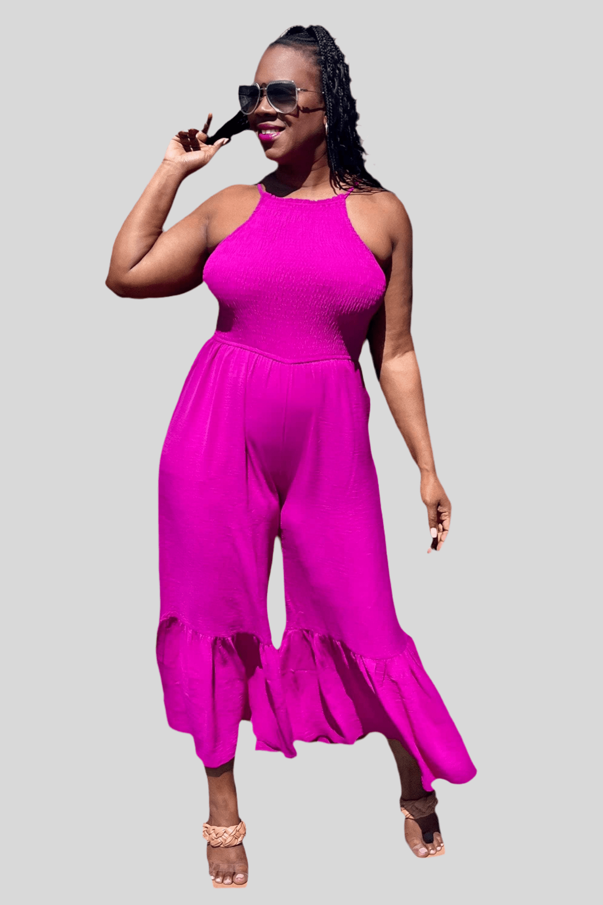 Dress Day So Lady Like Smocked Top Woven Jumpsuit (Orchid)