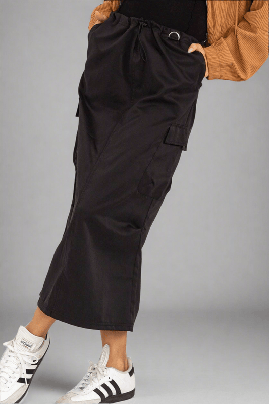 HYFVE Bottoms Casually Speaking High-Waist Cargo Skirt (Black)