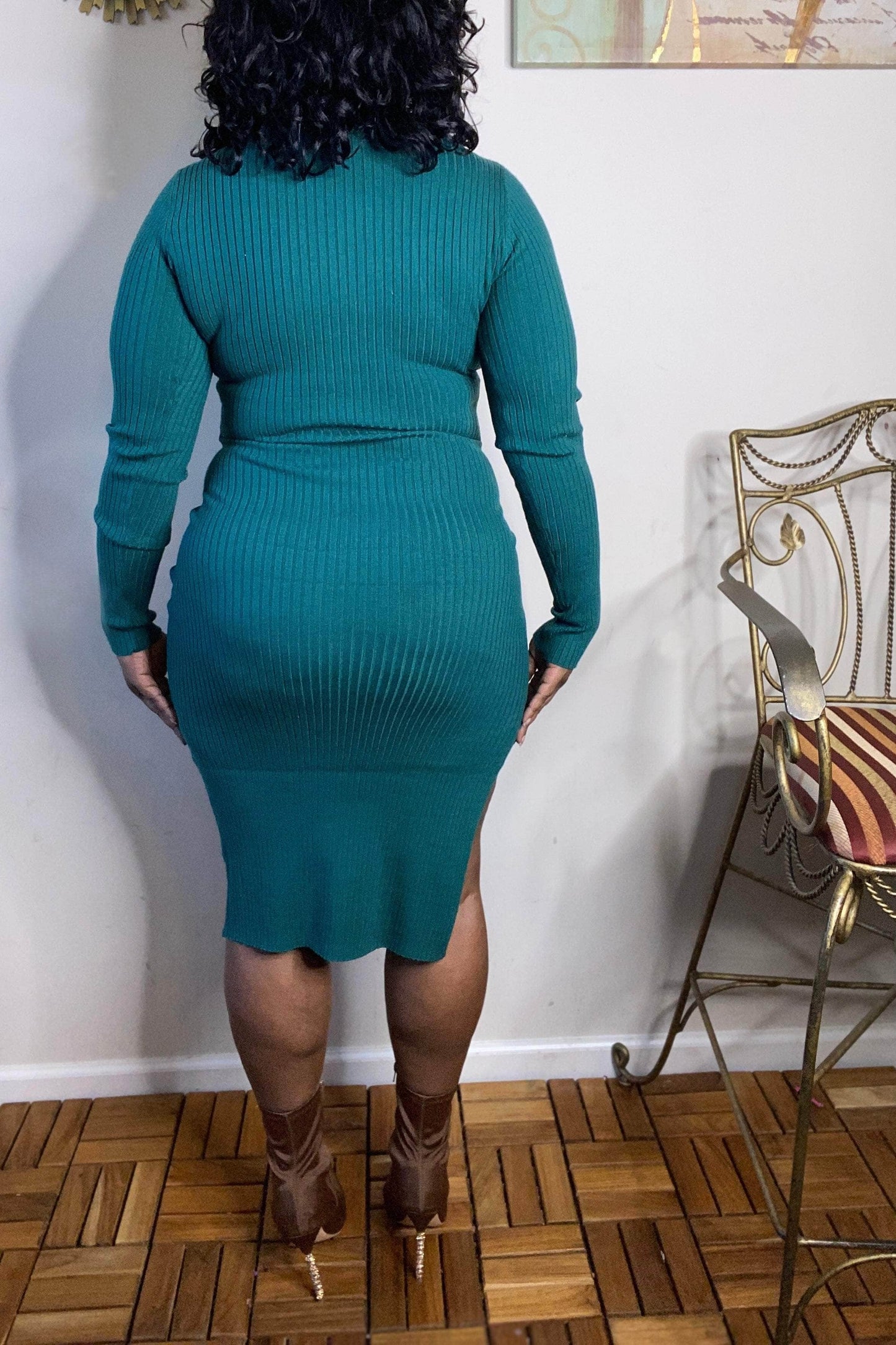 HYFVE Muse Turtleneck Ribbed MIDI Dress (Pine Green)