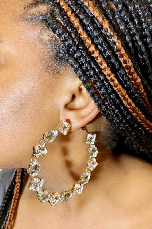 H&D Accessories Earrings Big Energy Multi Rhinestone Hoops