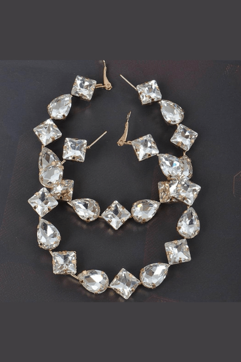 H&D Accessories Earrings Big Energy Multi Rhinestone Hoops