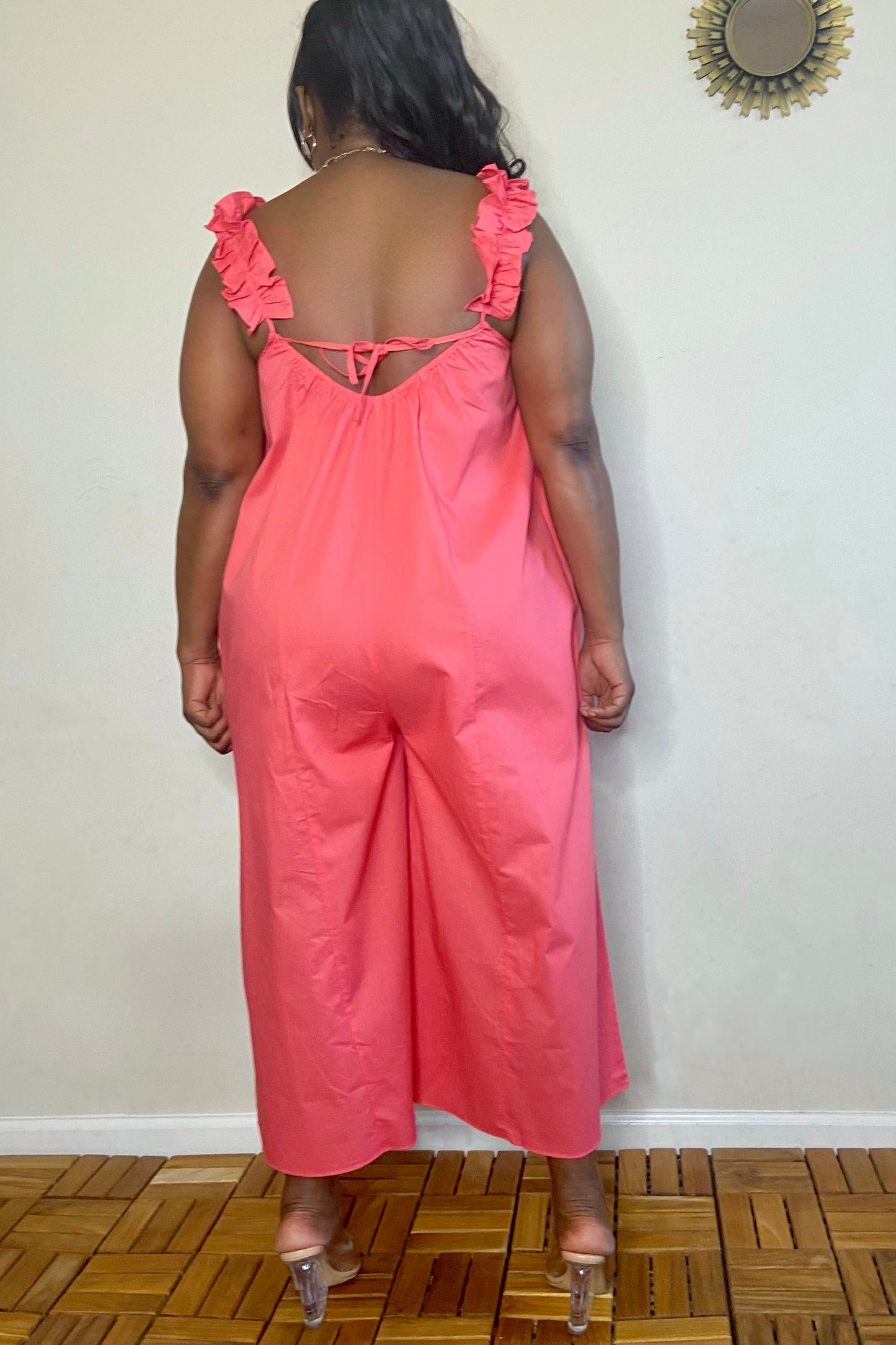 HYFVE Cara Ruffled Sleeveless Jumpsuit (Dark Coral)