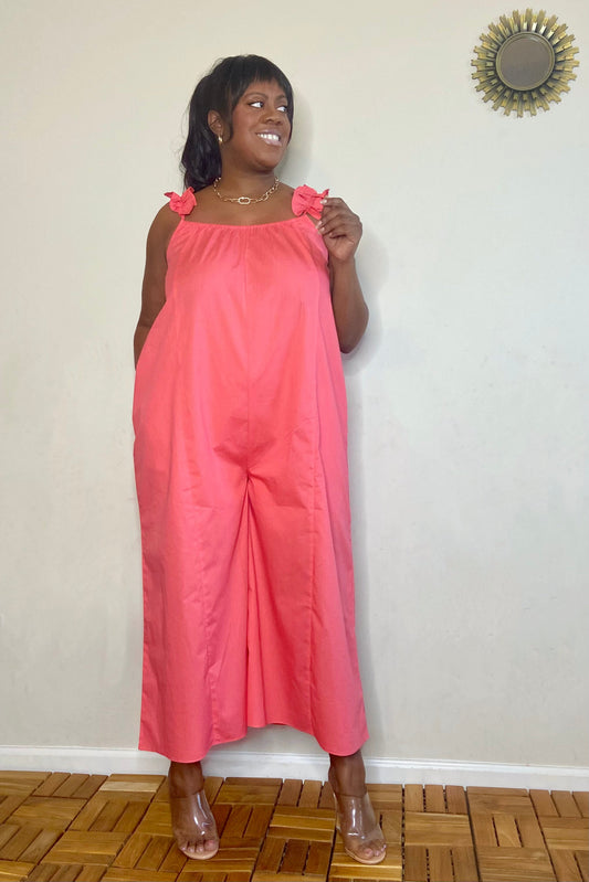 HYFVE Cara Ruffled Sleeveless Jumpsuit (Dark Coral)