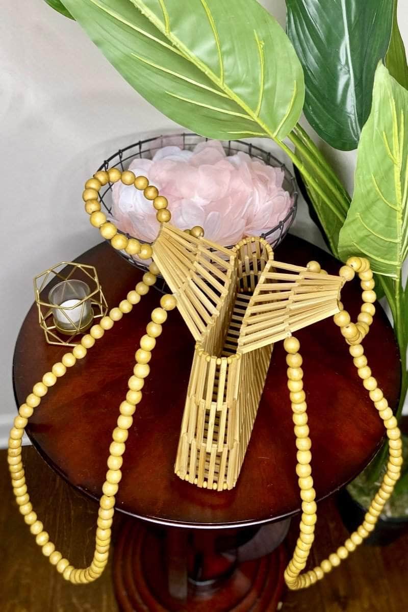 lee monet Boho Babe Pearl Handle Bamboo Bag