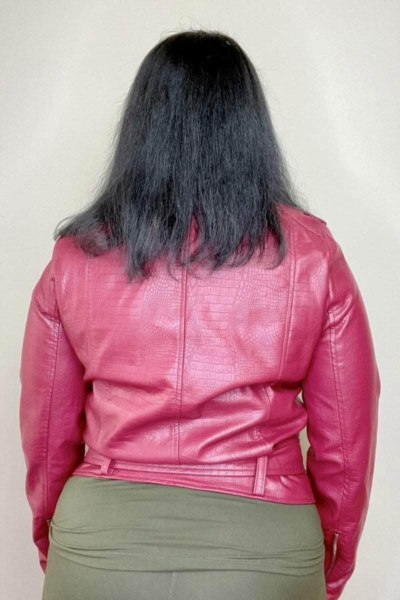 lee monet Coats & Jackets A Little Edgy Vegan Leather Moto Jacket (Dark Red)