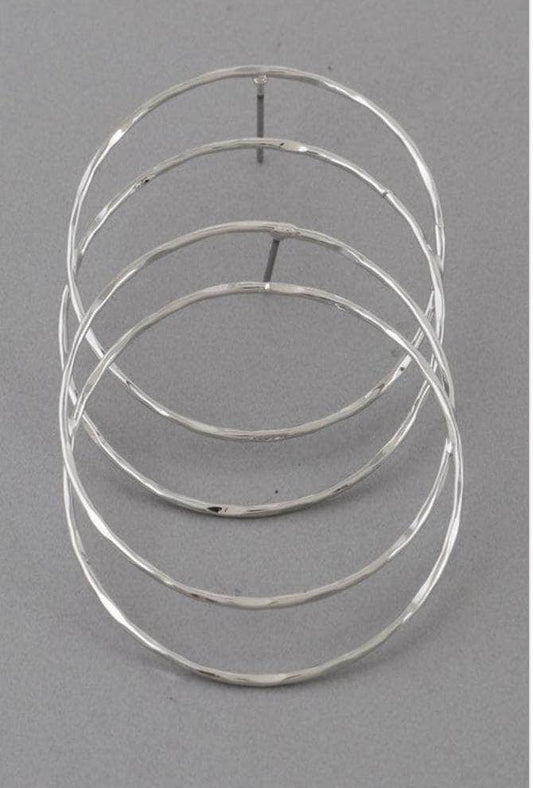 lee monet Double Hoop Earrings- Silver