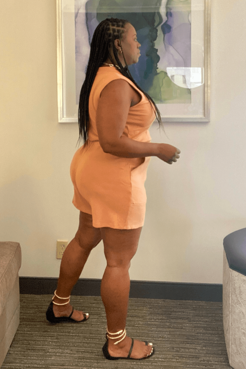 lee monet Let’s Lounge Sleeveless V-neck Romper (Butter Orange)