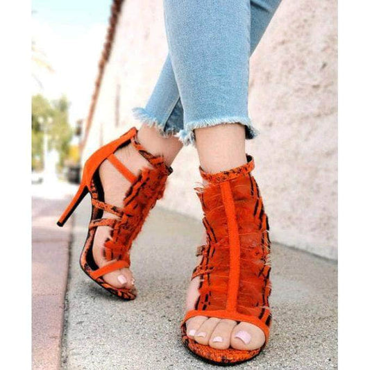 lee monet NEW ARRIVALS So Fly Snakeskin Feather Heels -Final Sale