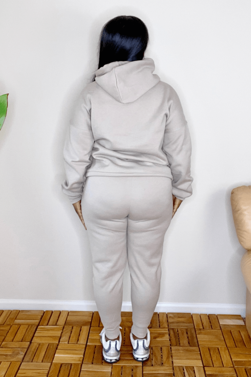 lee monet Outfit Sets Cellphone Pocket Hoodie Jogger Set (Ash Mocha)