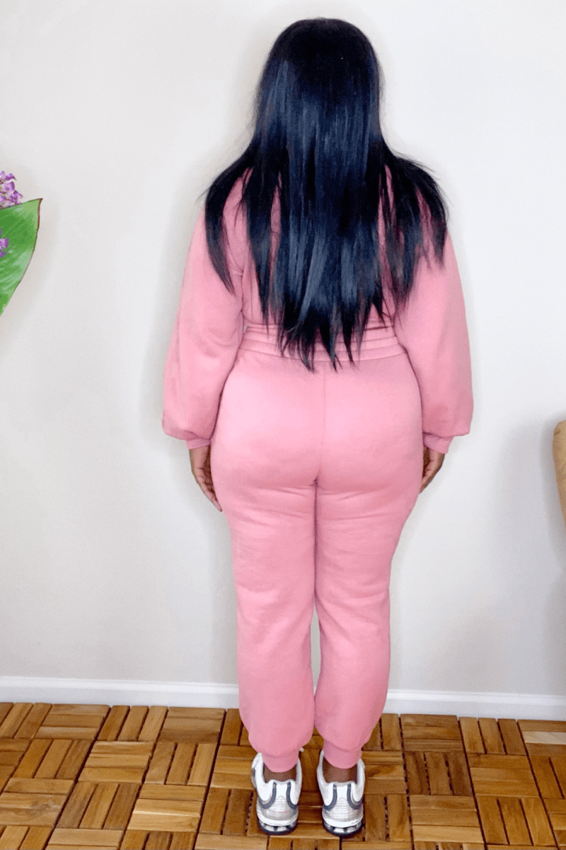 lee monet Outfit Sets Something Slight Cropped Pullover Jogger Set (Dusty Rose)