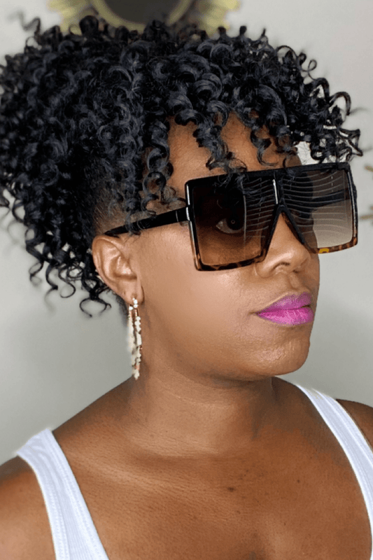 lee monet Oversized Fashionista Sunglasses- Brown Tortoise