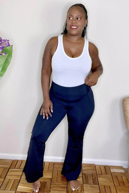 lee monet Pants Getting Active High Waist Flare Leggings (Black)