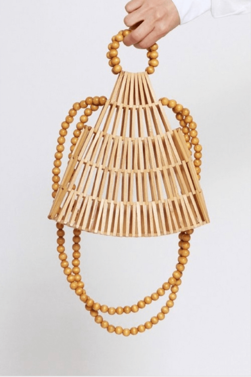 lee monet Pearl Handle Bamboo Bag