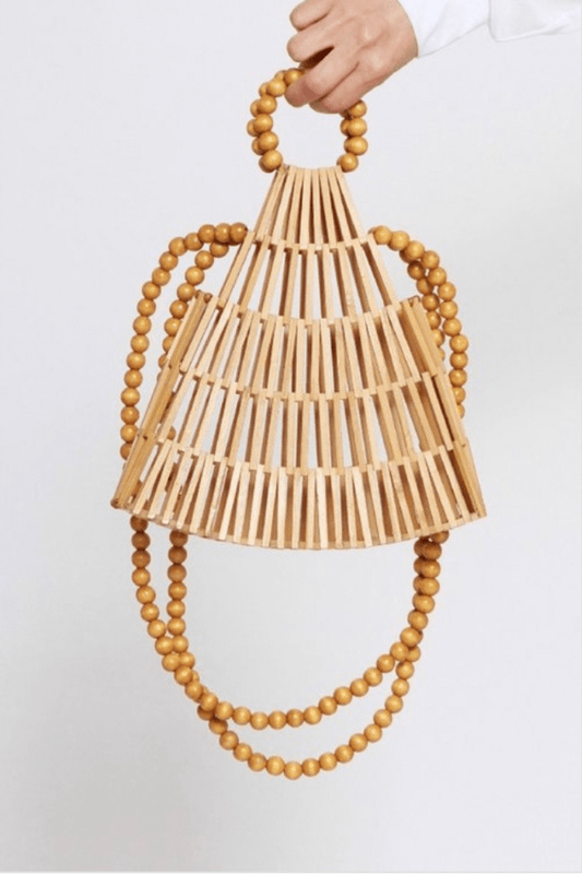 lee monet Pearl Handle Bamboo Bag