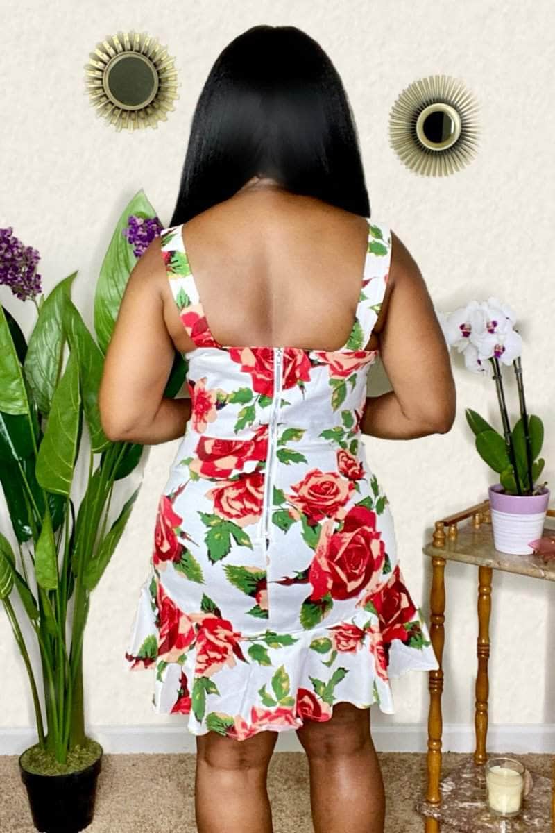 lee monet Rose Garden Twill Ruffle Hem Mini