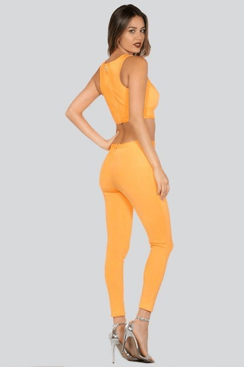 lee monet Sets Show Stopper Bandage Pants Set (Acid Orange)