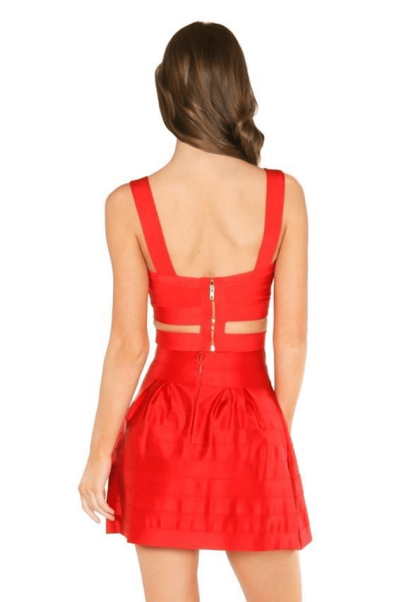 lee monet Sets Vanity Red Bandage Skirt Set