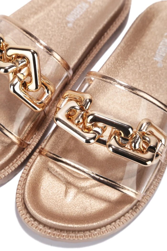 lee monet Shoes TESS Gold Chain Platform Slides (Rose Gold)