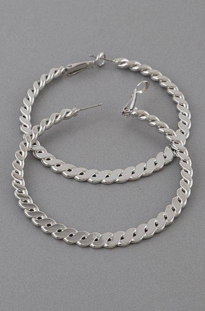 lee monet Silver Upside Down Knot Metal Hoop Earrings