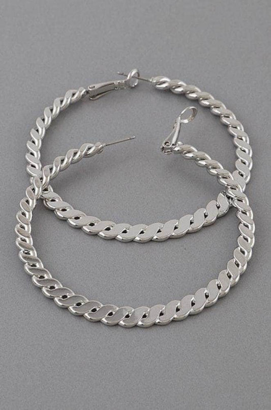 lee monet Silver Upside Down Knot Metal Hoop Earrings