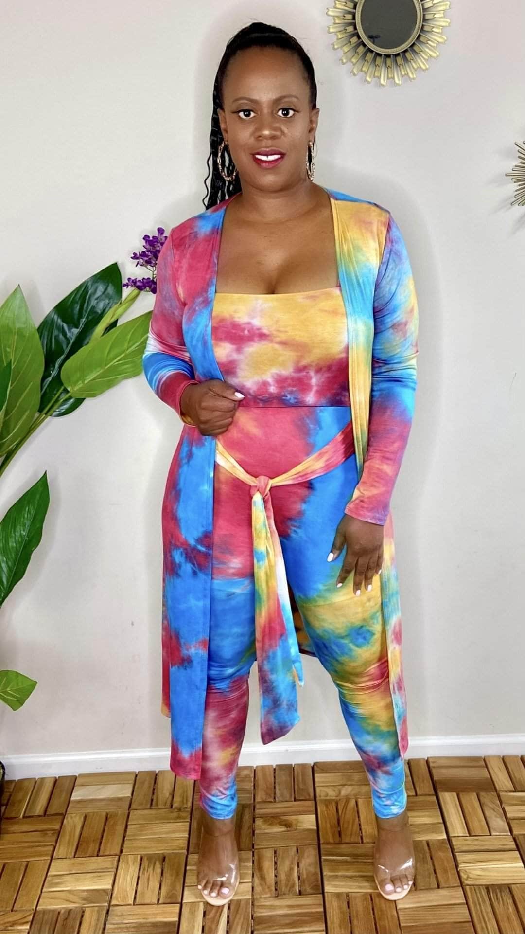 lee monet So Groovy Tie Dye Jumpsuit Set