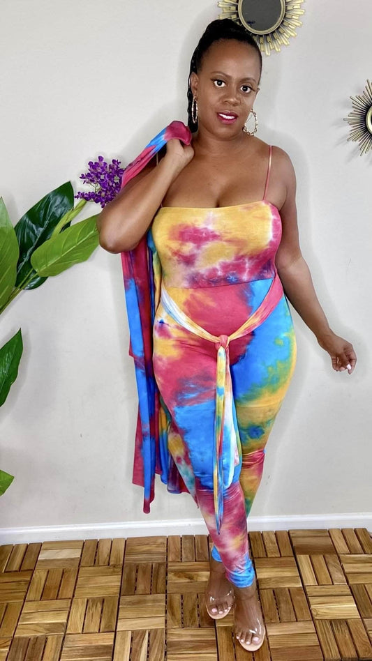 lee monet So Groovy Tie Dye Jumpsuit Set