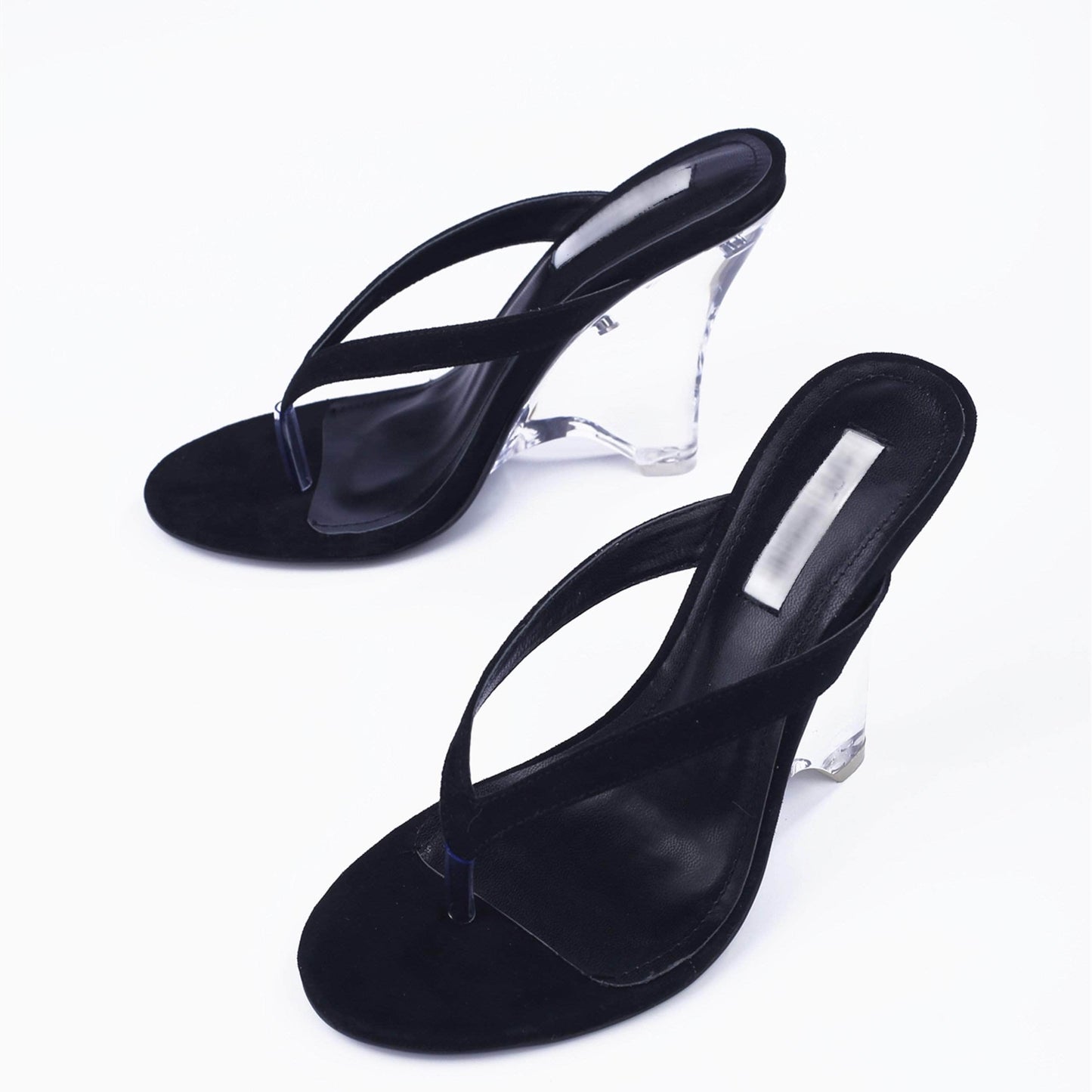 lee monet Spectacular Transparent Wedge Heel (Black)