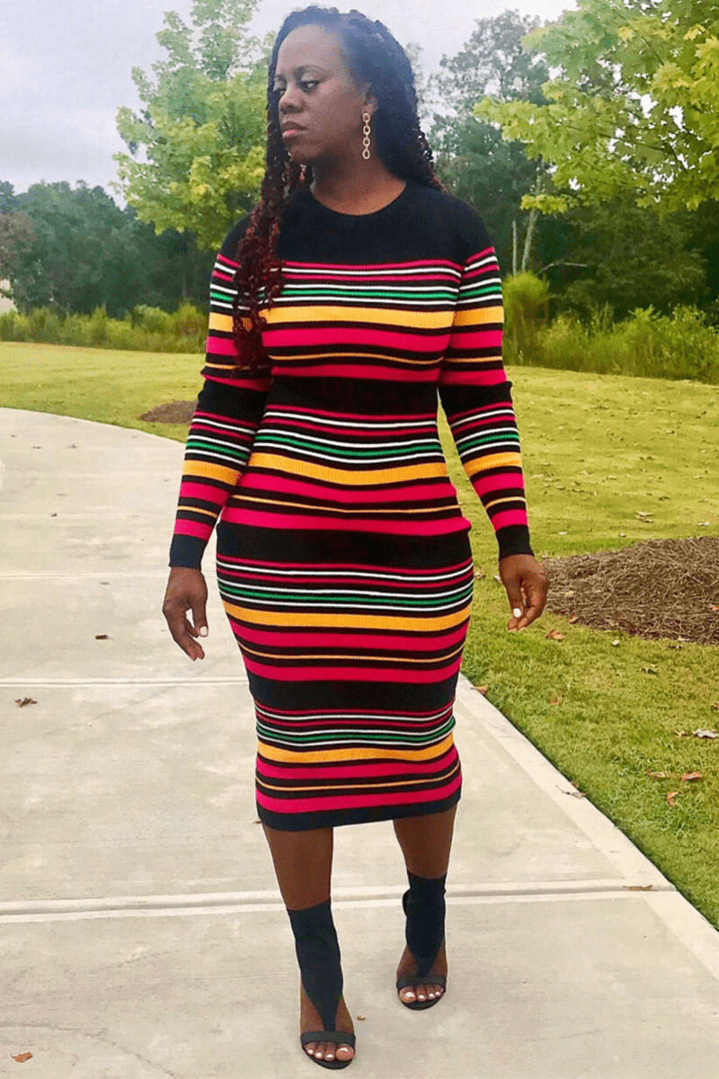 Striped multicolor on sale dress