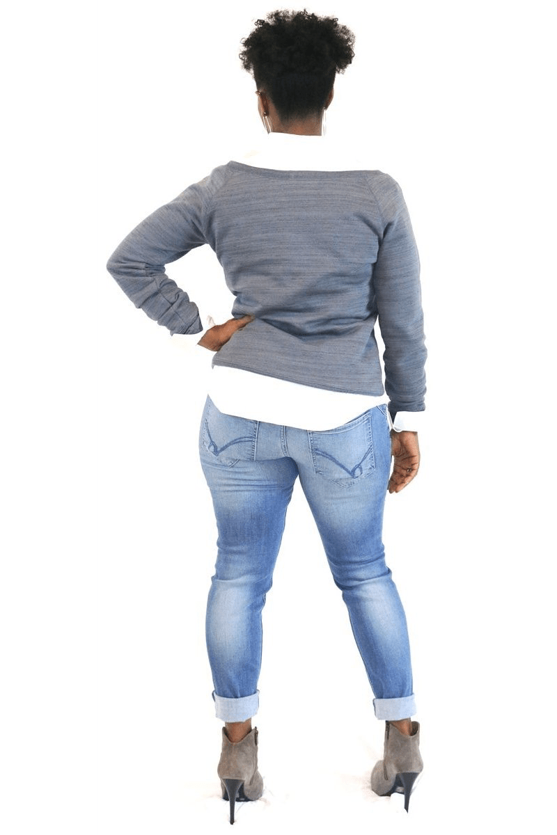 lee monet Tops Rosie Off the Shoulder Sweatshirt (Grey)