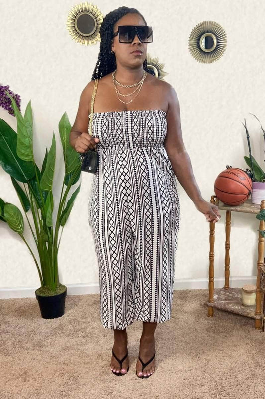lee monet Tribal Printed Tube Romper