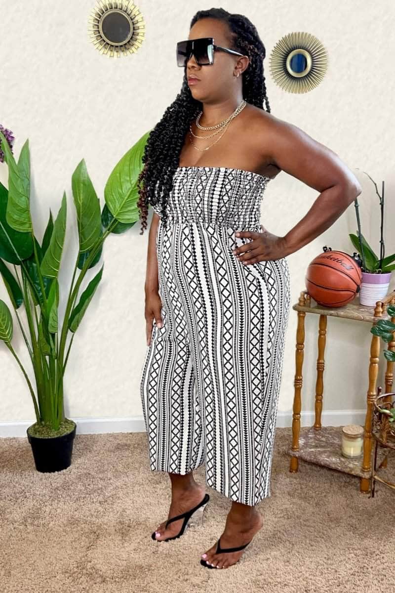 lee monet Tribal Printed Tube Romper