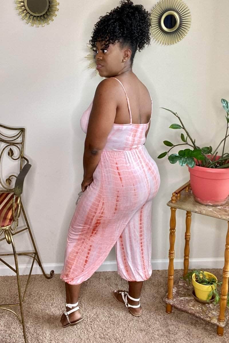 lee monet Vibin Tie Dye Jumpsuit (Orange)