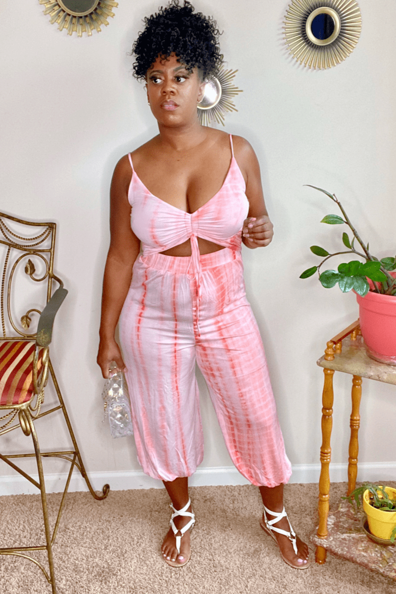 lee monet Vibin Tie Dye Jumpsuit (Orange)
