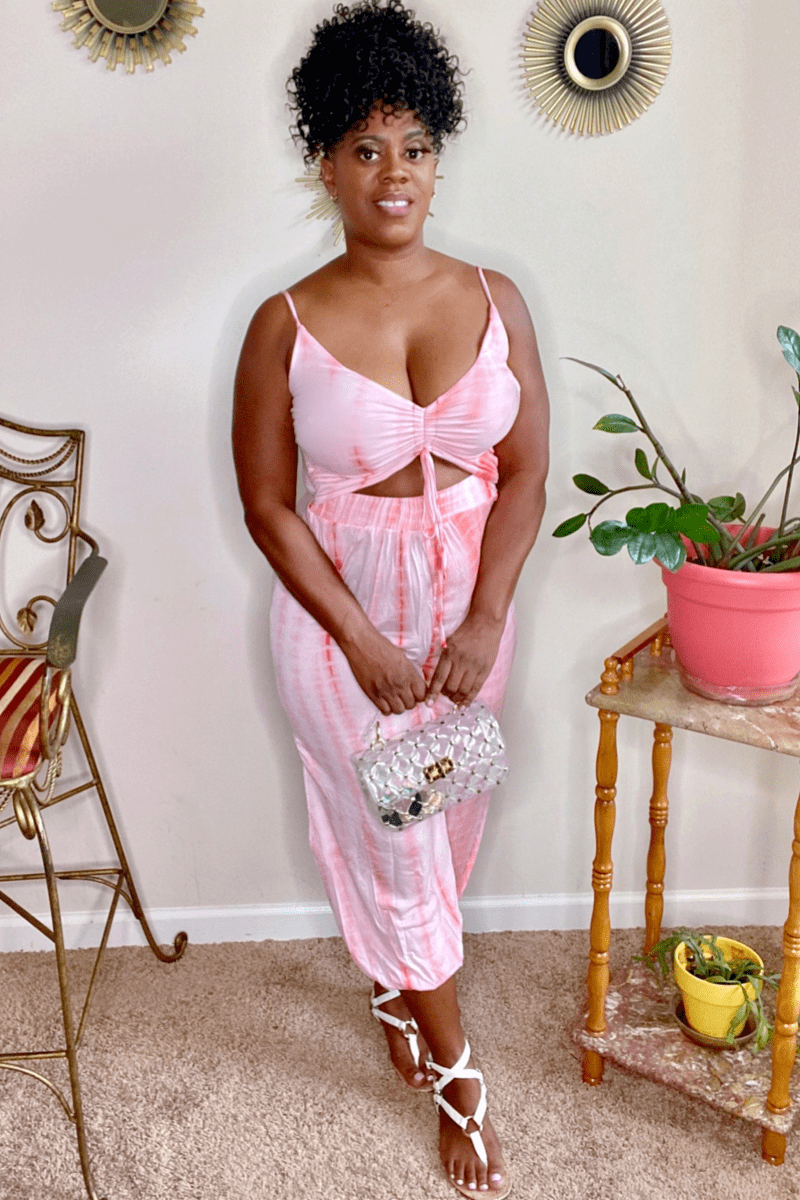 lee monet Vibin Tie Dye Jumpsuit (Orange)