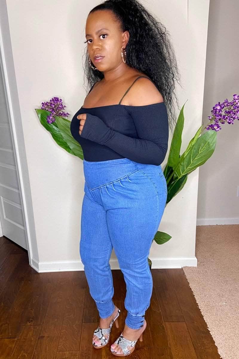 lee monet You Never Know Off the Shoulder Bodysuit (Black)