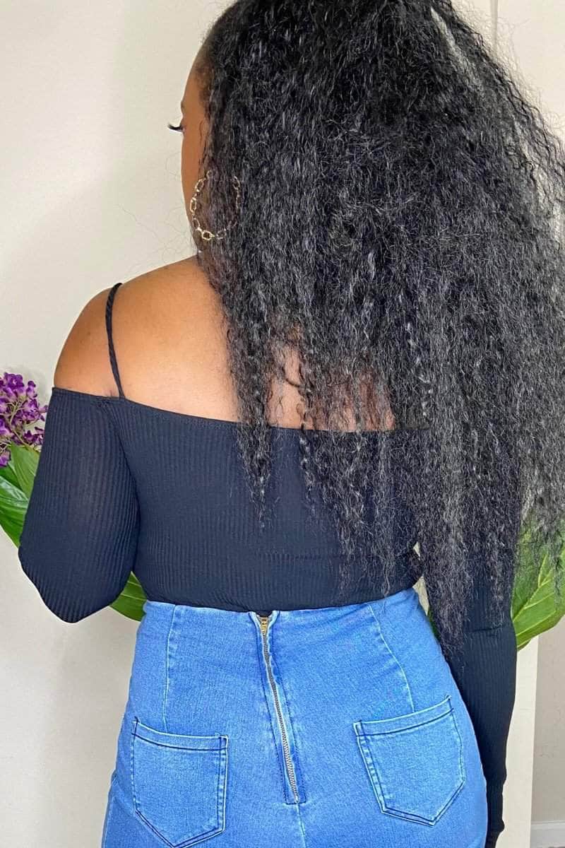 lee monet You Never Know Off the Shoulder Bodysuit (Black)