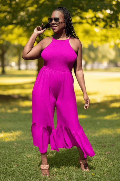 Dress Day So Lady Like Smocked Top Woven Jumpsuit (Orchid)