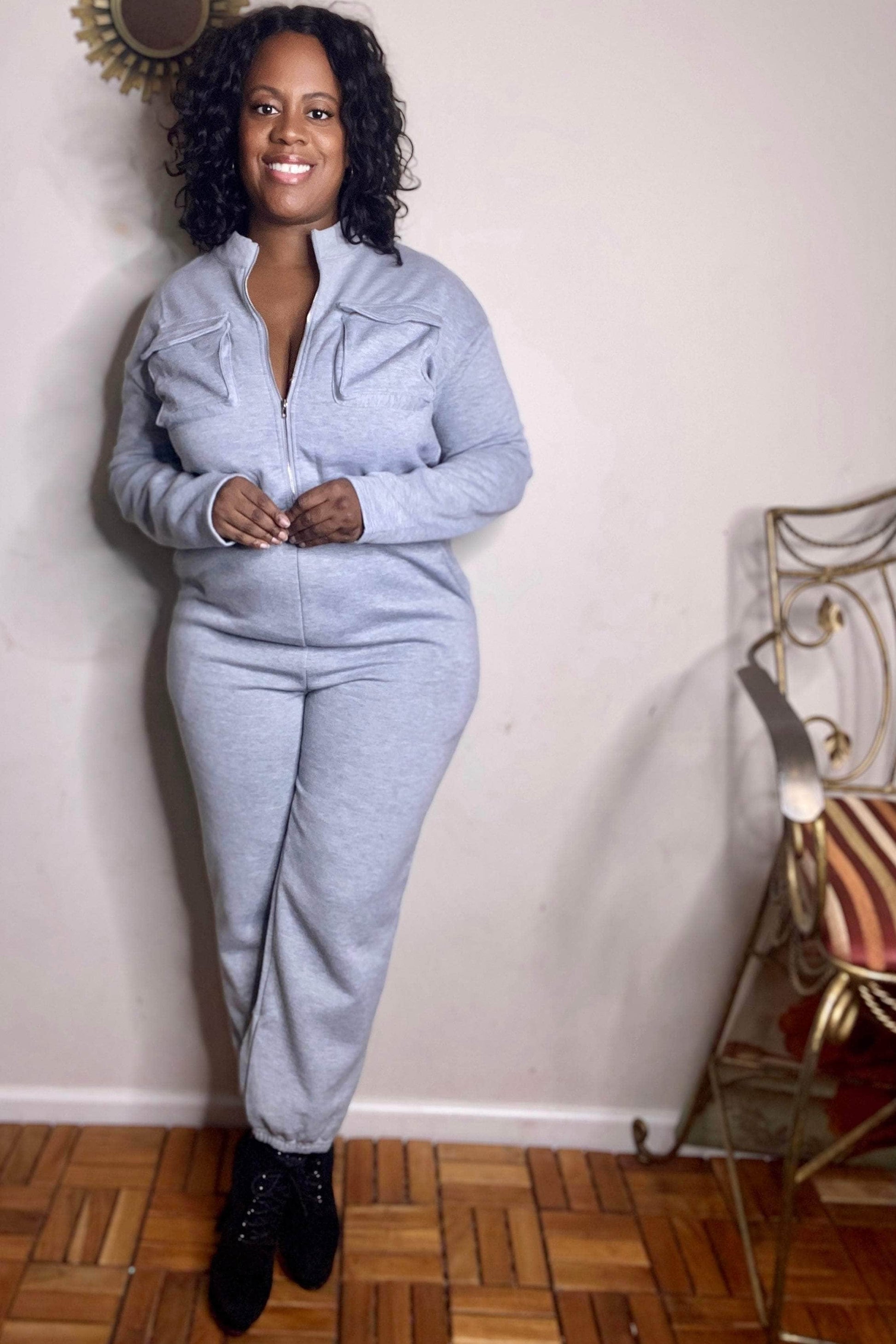 HYFVE Build You Up Brushed French Terry Jumpsuit (Heather Gray)