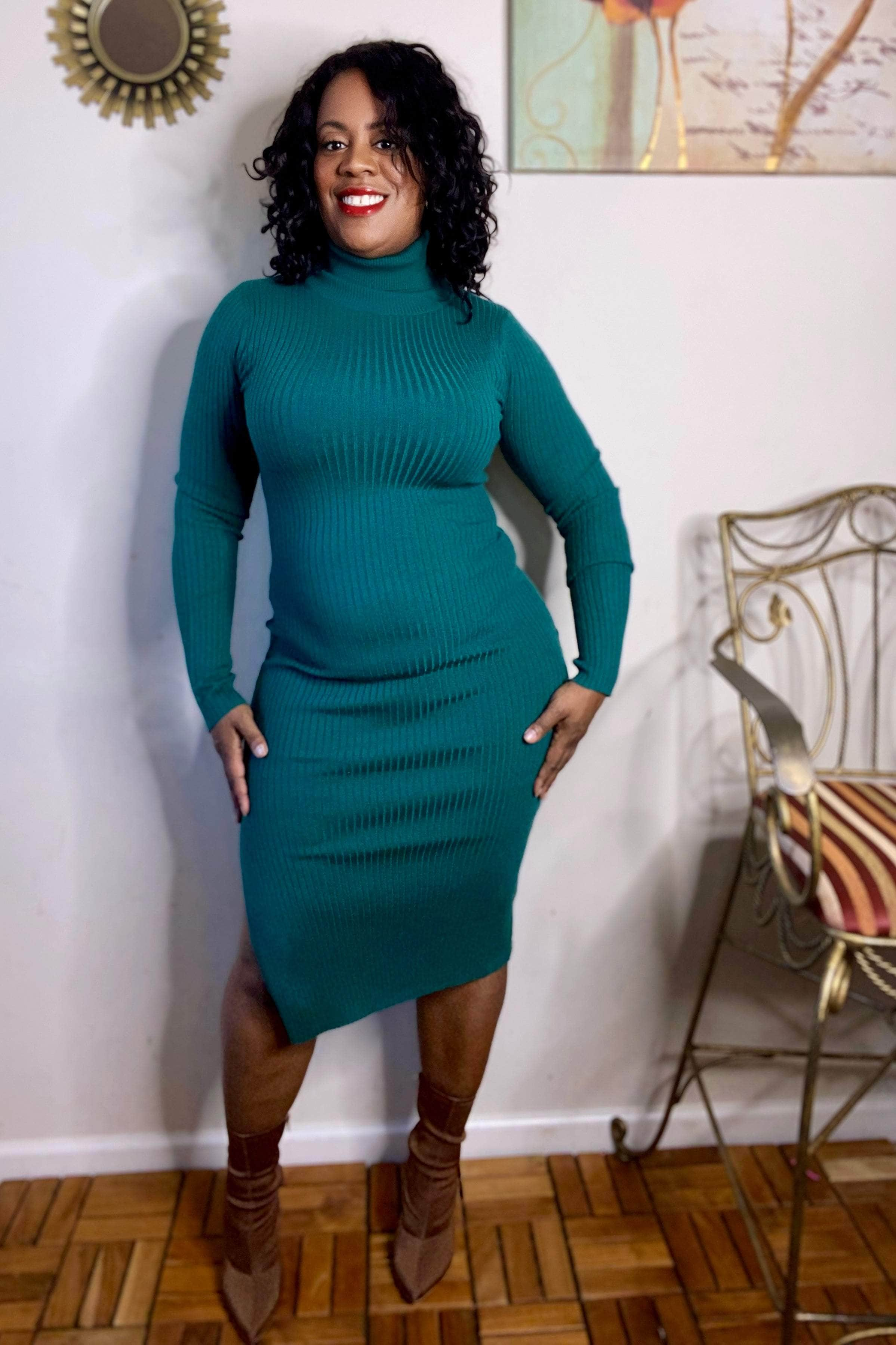 Green ribbed midi dress best sale