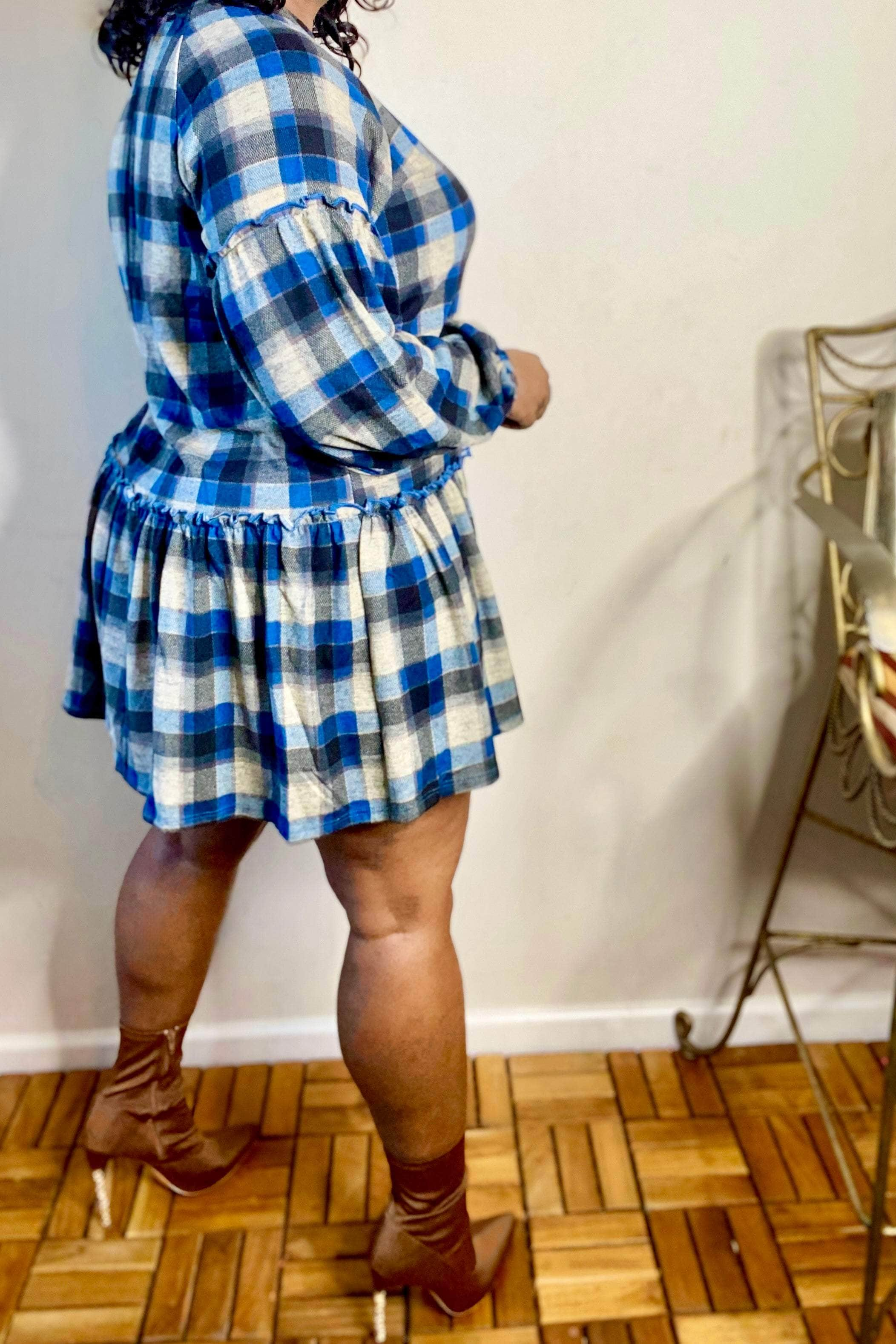 Blue plaid skirt clearance queen