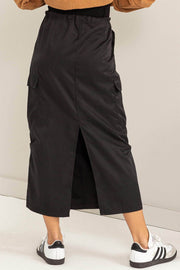 lee monet Casually Speaking High-Waist Cargo Skirt (Black)
