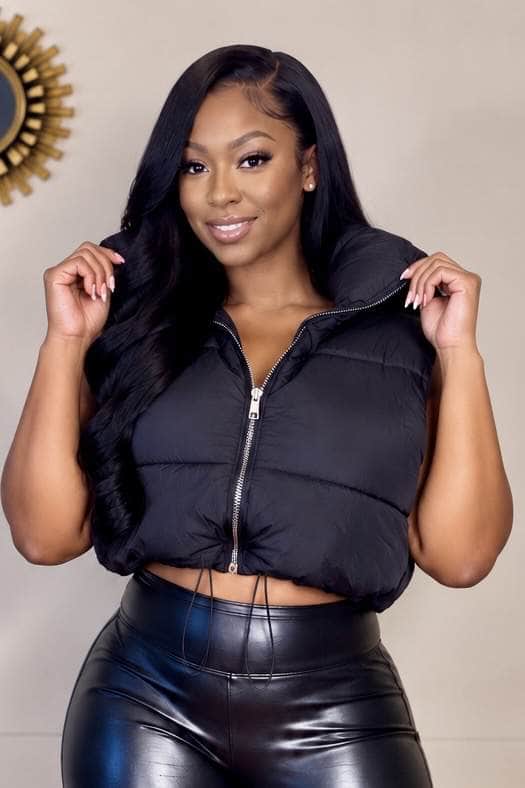 Zenana Coats & Jackets Cropped Puffer Vest (Black)- Final Sale
