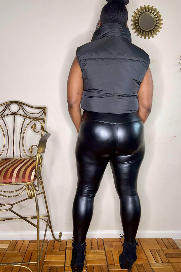 Zenana Pants Megan High Waist Faux Leather Leggings (Black)
