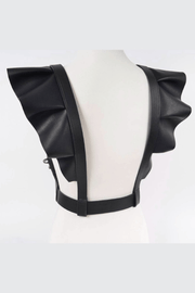 H&D Accessories Belts OS Faux Leather Ruffled Harness Belt