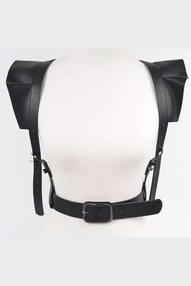H&D Accessories Belts OS Faux Leather Ruffled Harness Belt