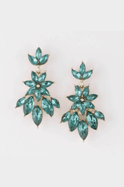 H&D Accessories Earrings Flower Drop Jeweled Earrings (Green)