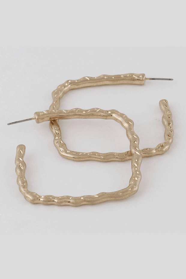 H&D Accessories Earrings Patterned Square Hoop Earrings