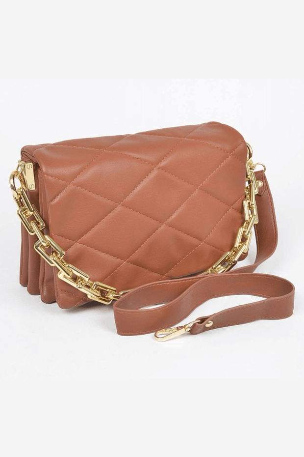 H&D Accessories Handbags Jada Quilted Shoulder Bag (Brown)