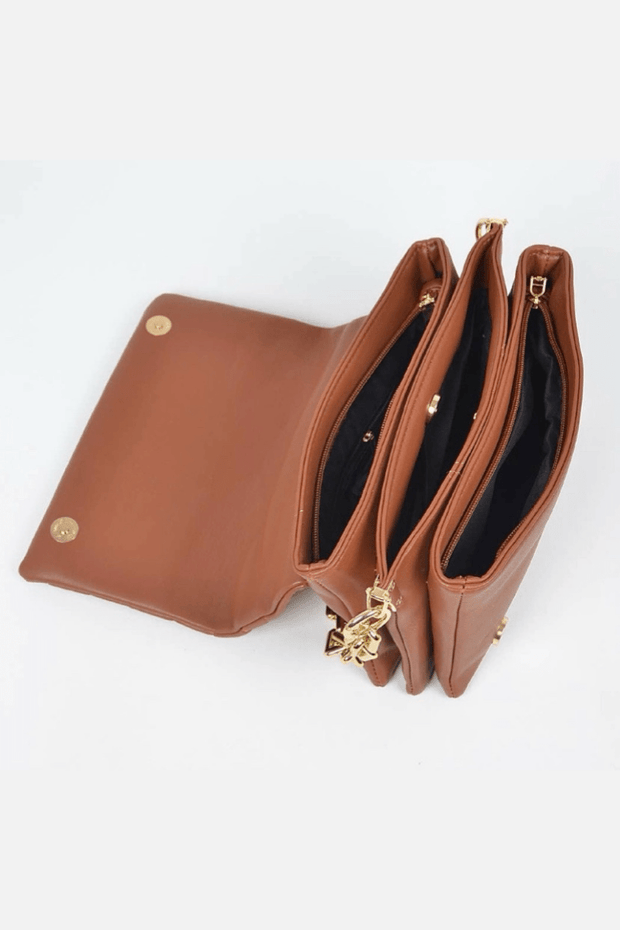 H&D Accessories Handbags Jada Quilted Shoulder Bag (Brown)