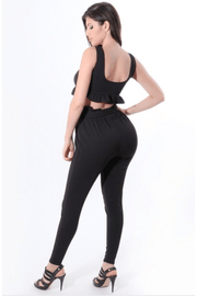 lee monet Crop It Out Black Pants Set